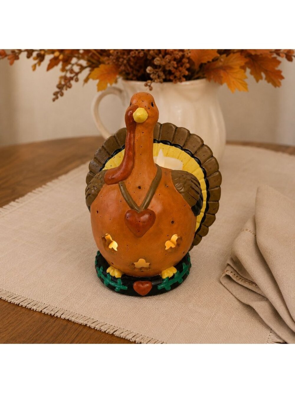 Vintage Thanksgiving Turkey Votive Holder Ceramic Fall Centerpiece Harvest Decor